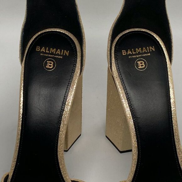 Balmain Ava Metallic Leather Platform Sandals size 39 - Picture 9 of 13